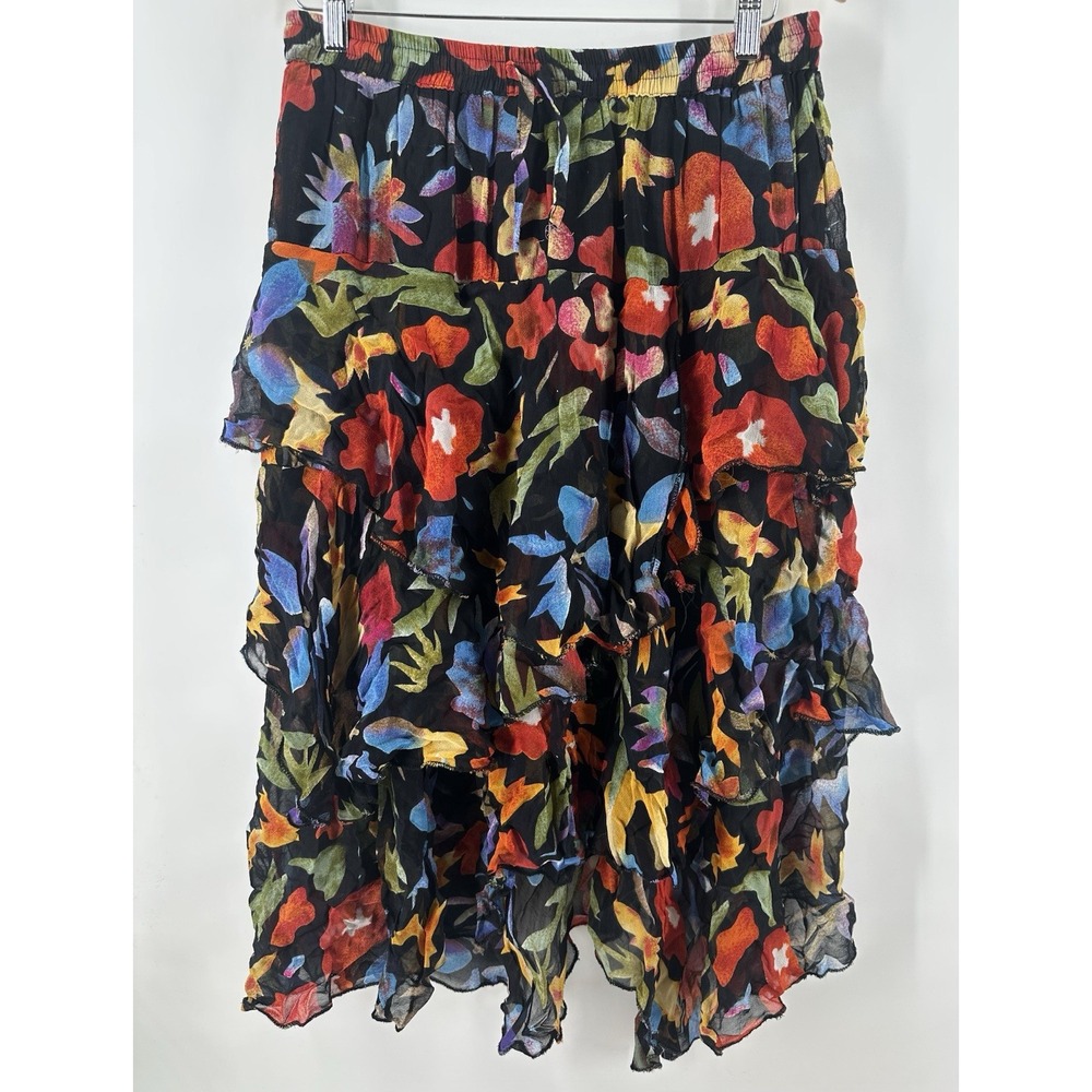 Colorful Tiered Maxi Skirt Boho Peasant Hippie Festival Metro Style Ruffles AA02